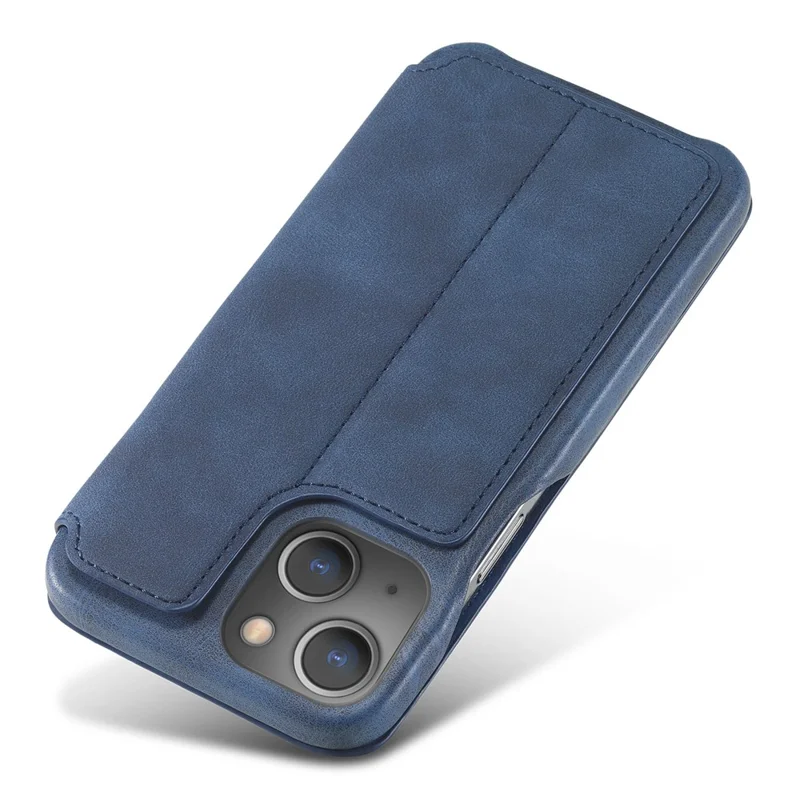 LC.IMEEKE Retro Style Card Holder Stand Design Leather Phone Case Cover for iPhone 13 6.1 inch - Blue