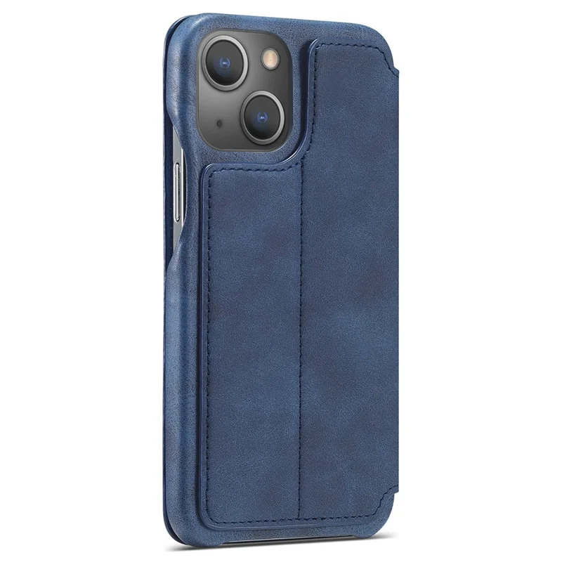LC.IMEEKE Retro Style Card Holder Stand Design Leather Phone Case Cover for iPhone 13 6.1 inch - Blue