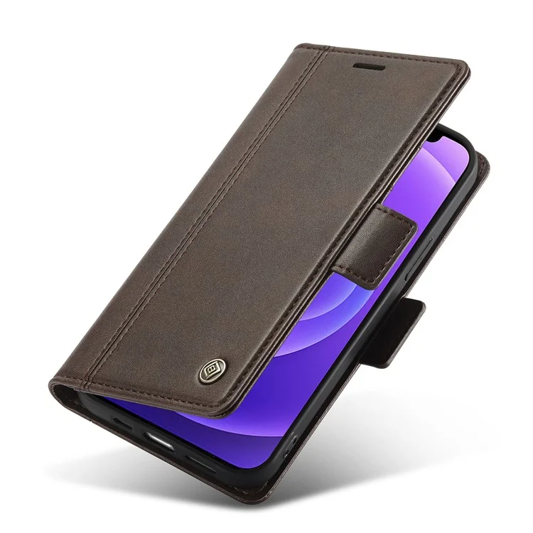 LC.IMEEKE Shockproof PU Leather Wallet Stand Phone Shell for iPhone 13 Pro Max 6.7 inch - Coffee