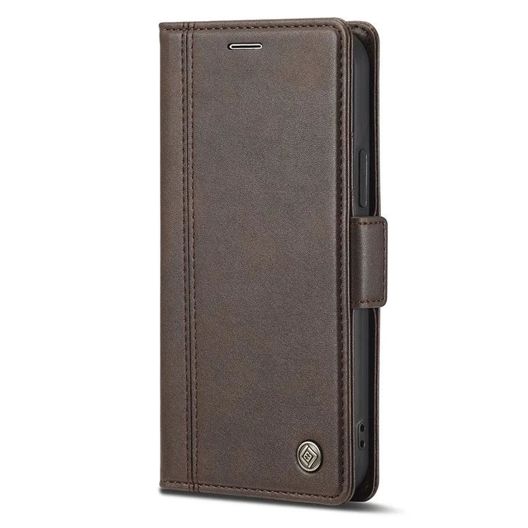 LC.IMEEKE Shockproof PU Leather Wallet Stand Phone Shell for iPhone 13 Pro Max 6.7 inch - Coffee