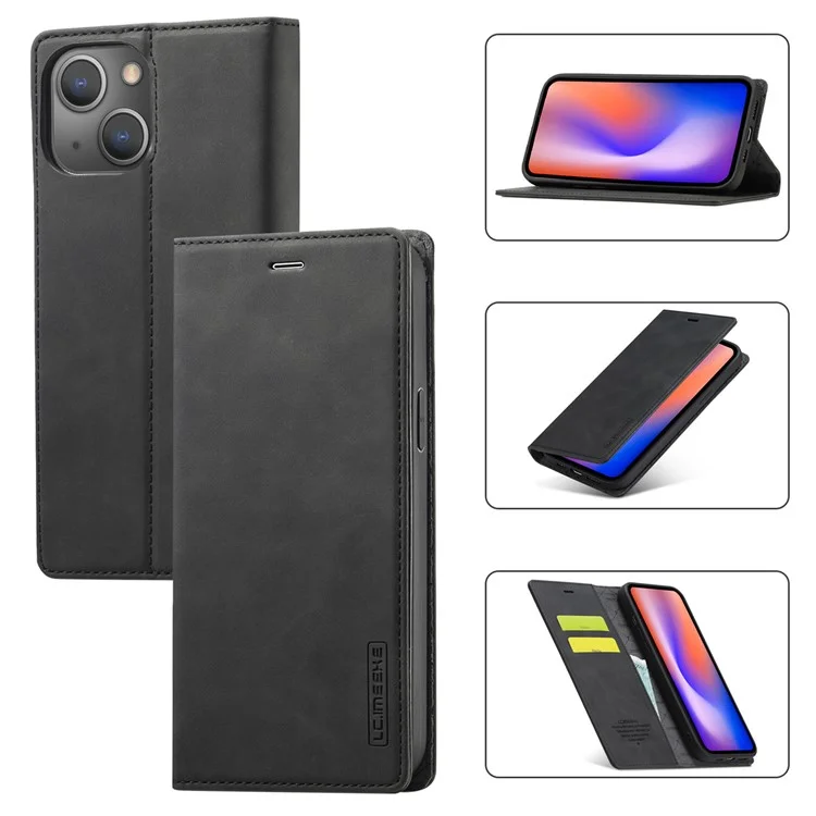 Lc. Imeeke LC Strong Series Magnetic Protección General PU Cuero de Cuero Case de la Carcasa Del Teléfono Para Iphone 13 6.1 Pulgadas - Negro