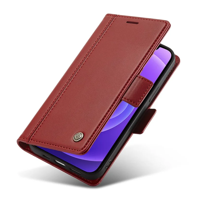 LC.IMEEKE Shockproof Full Protection PU Leather Card Slots Wallet Phone Shell with Stand for iPhone 13 Pro 6.7 inch - Red