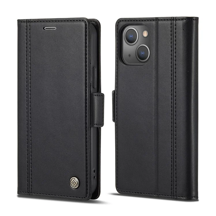 Lc. Imeeke Magnetic Double Clasps Shock -resyper Swellet Stand pu Кожаный Телефон Для Iphone 13 6,1 Дюйма - Черный