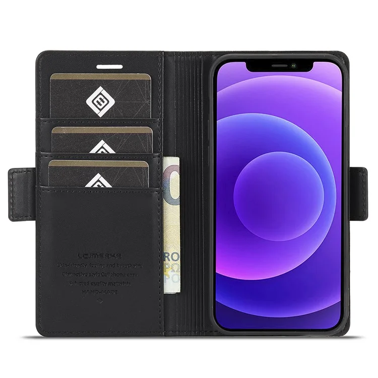 Lc. Imeeke Magnetic Double Clasps Shock -resyper Swellet Stand pu Кожаный Телефон Для Iphone 13 6,1 Дюйма - Черный