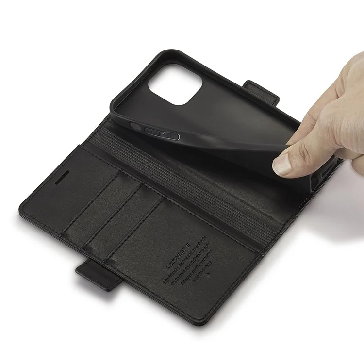 Lc. Imeeke Magnetic Double Clasps Shock -resyper Swellet Stand pu Кожаный Телефон Для Iphone 13 6,1 Дюйма - Черный
