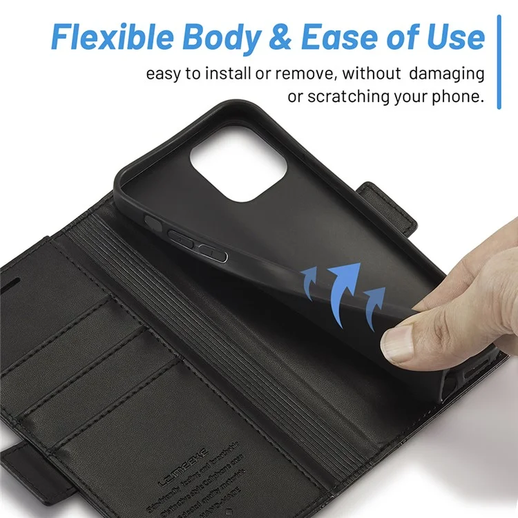 Lc. Imeeke Magnetic Double Clasps Shock -resyper Swellet Stand pu Кожаный Телефон Для Iphone 13 6,1 Дюйма - Черный