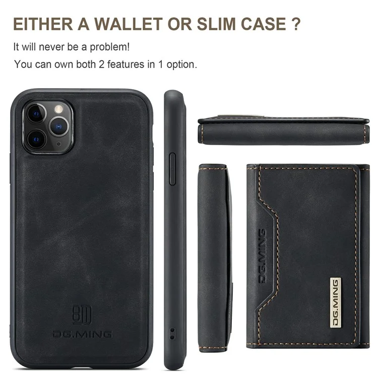 DG.MING M2 Series Separable Cartera inalámbrica de Carga Todos los Inclusive Hybrid Case para iPhone 11 Pro Max 6.5 pulgadas - Negro