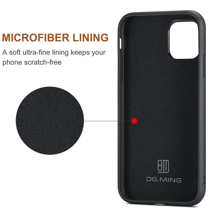 DG.MING M2 Series Separable Cartera inalámbrica de Carga Todos los Inclusive Hybrid Case para iPhone 11 Pro Max 6.5 pulgadas - Negro