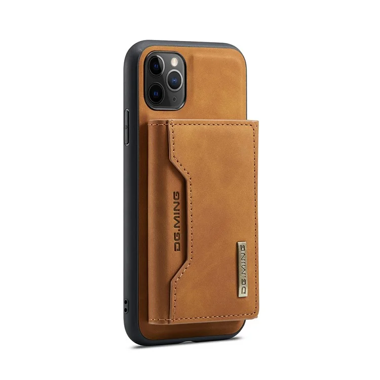 DG.MING M2 Series Détachable Portefeuille 2-en-1 Chargeur sans fil Tout-en-un Coque hybride pour iPhone 11 Pro Max 6,5 pouces - Marron