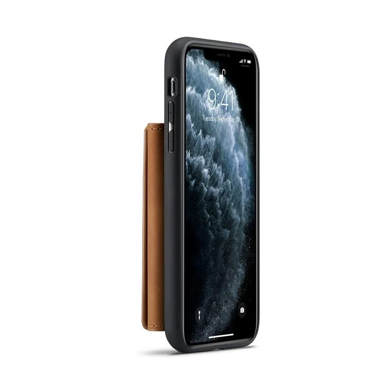 DG.MING M2 Series Détachable Portefeuille 2-en-1 Chargeur sans fil Tout-en-un Coque hybride pour iPhone 11 Pro Max 6,5 pouces - Marron