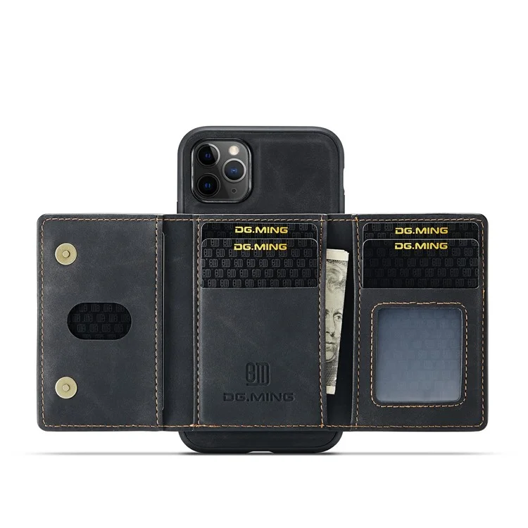 DG.MING M2 Series Anti-Fall Magnetic Wallet All-Inclusive Hybrid Case for iPhone 11 Pro 5.8 inch - Black