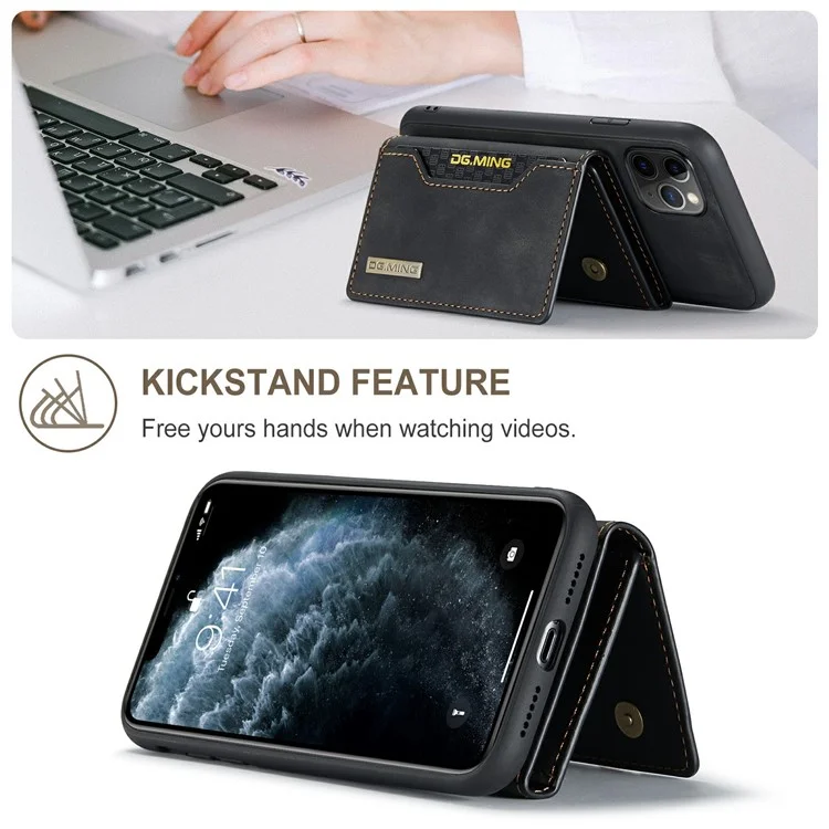 DG.MING M2 Series Anti-Fall Magnetic Wallet All-Inclusive Hybrid Case for iPhone 11 Pro 5.8 inch - Black