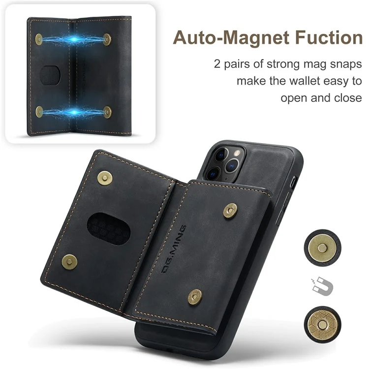 DG.MING M2 Series Anti-Fall Magnetic Wallet All-Inclusive Hybrid Case for iPhone 11 Pro 5.8 inch - Black