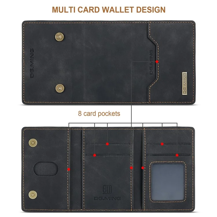 DG.MING M2 Series Anti-Fall Magnetic Wallet All-Inclusive Hybrid Case for iPhone 11 Pro 5.8 inch - Black