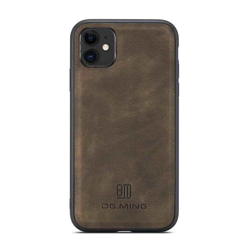 DG.MING M2 Series Detachable Wallet 2-in-1 Wireless Charging Hybrid Phone Cover Shell with Horizontal-Viewing Kickstand for iPhone 11 6.1 inch - Coffee