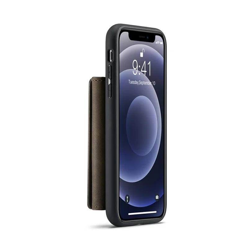 DG.MING M2 Series Detachable Wallet 2-in-1 Wireless Charging Hybrid Phone Cover Shell with Horizontal-Viewing Kickstand for iPhone 11 6.1 inch - Coffee