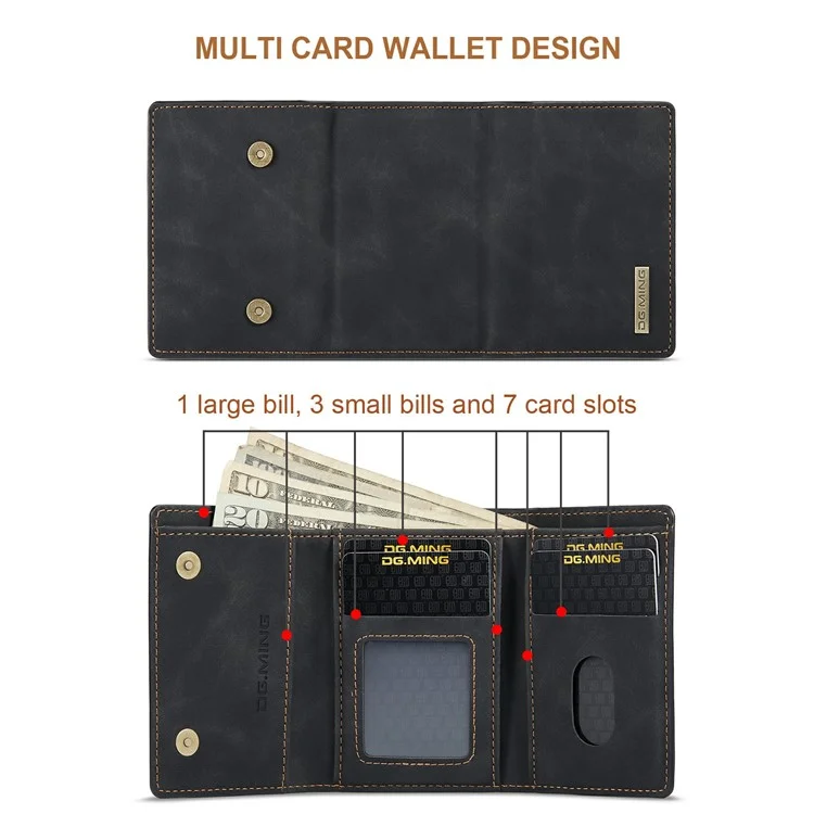 Dg. Ming M1 Series Magnético Billetera Desmontable 2-IN-1 + Cubierta De Cubierta Híbrida Con Soporte Para IPhone 11 Pro Max 6.5 Pulgadas - Negro