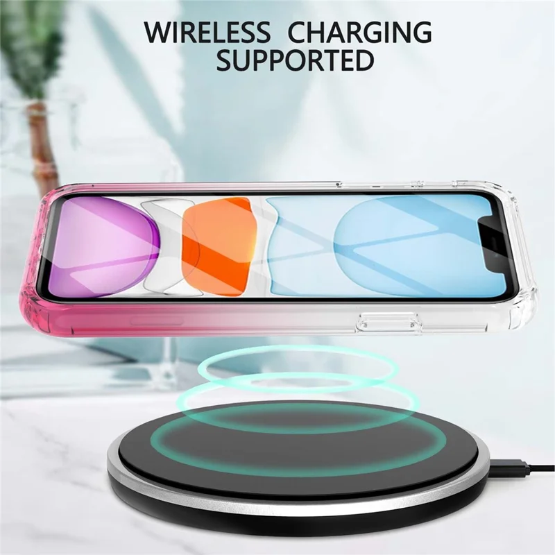 LA1 Series PC Bumper + TPU Back Panel + PET Film 3-in-1 Well-Protected Gradient Color Phone Shell Case for iPhone 11 6.1 inch - Purple