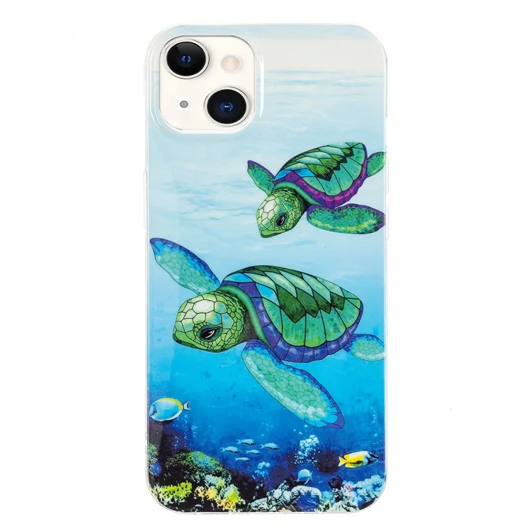 Anti-scratch IMD Luminous TPU Case Cover Mobile Phone Protector Shell for iPhone 13 6.1 inch - Sea Turtle