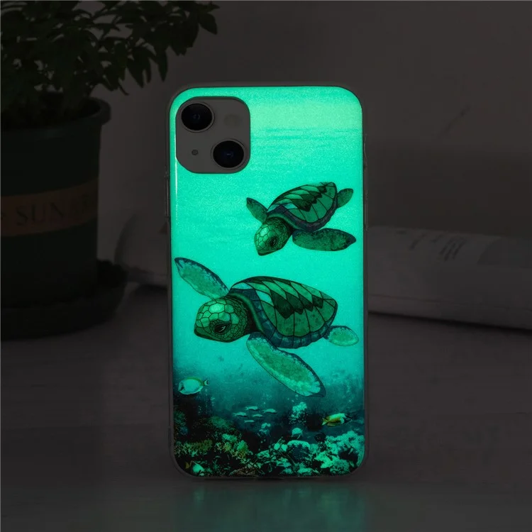 Anti-scratch IMD Luminous TPU Case Cover Mobile Phone Protector Shell for iPhone 13 6.1 inch - Sea Turtle