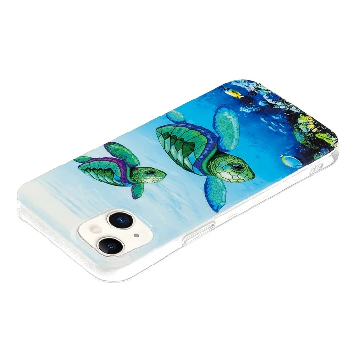Anti-scratch IMD Luminous TPU Case Cover Mobile Phone Protector Shell for iPhone 13 6.1 inch - Sea Turtle