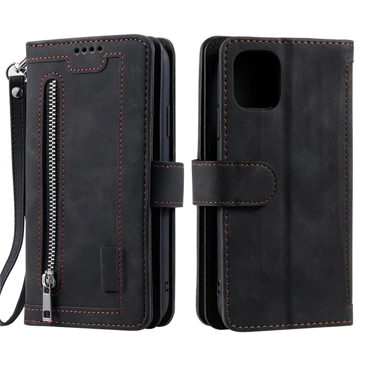 9 Card Slots Wallet Design Full Protection Phone Stand Case Cover for iPhone 13 Pro Max 6.7 inch - Black