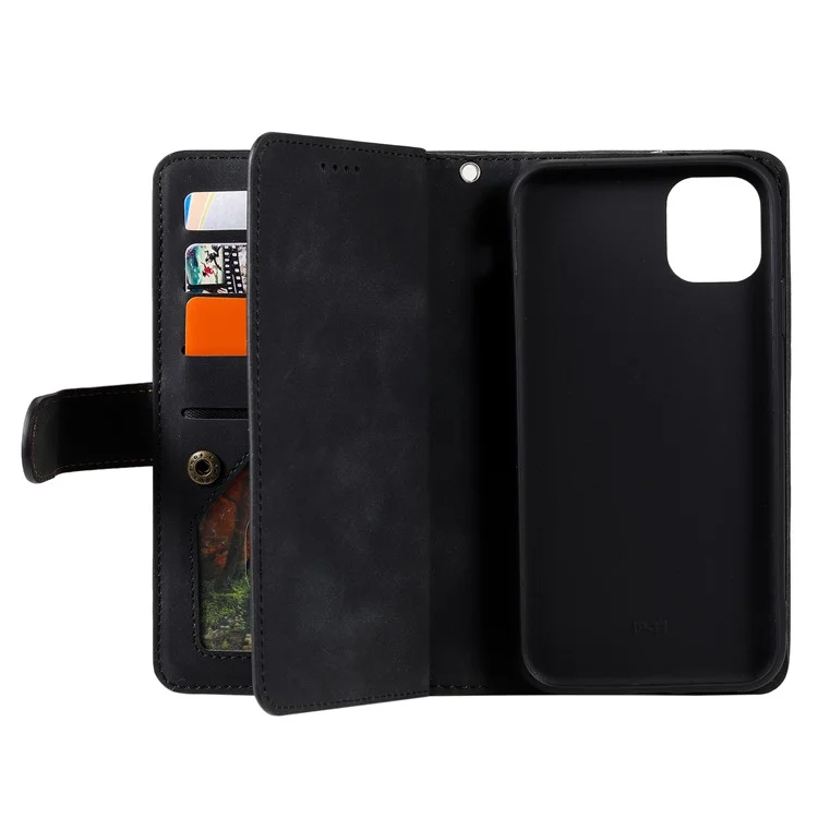 9 Card Slots Wallet Design Full Protection Phone Stand Case Cover for iPhone 13 Pro Max 6.7 inch - Black