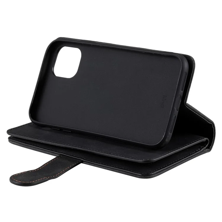 9 Card Slots Wallet Design Full Protection Phone Stand Case Cover for iPhone 13 Pro Max 6.7 inch - Black