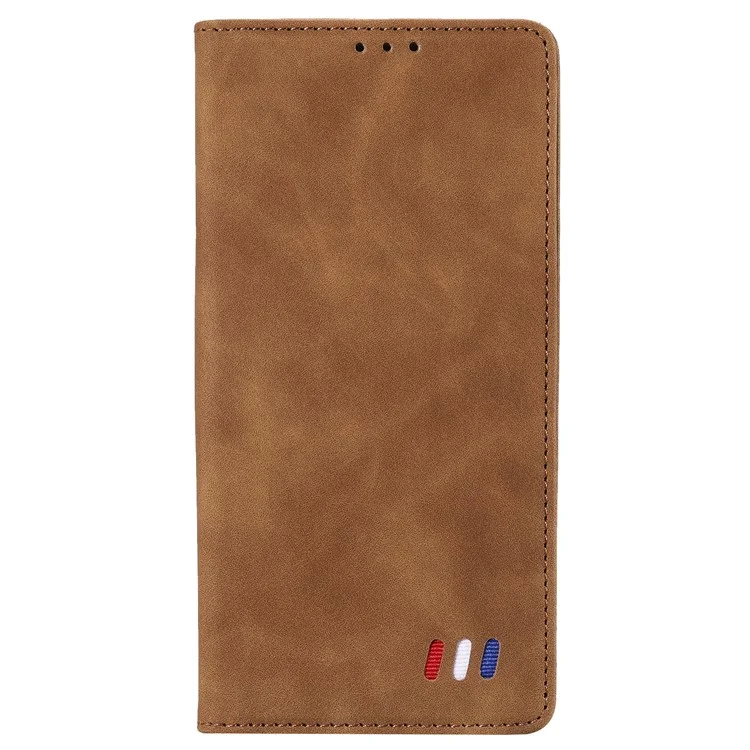 Serie 001 Serie Auto-absorbido de la Piel Touch de Cuero Funda Telefónica de Protección Completa Con Diseño de Stand Para Iphone 13 Pro 6.1 Pulgadas - Marrón