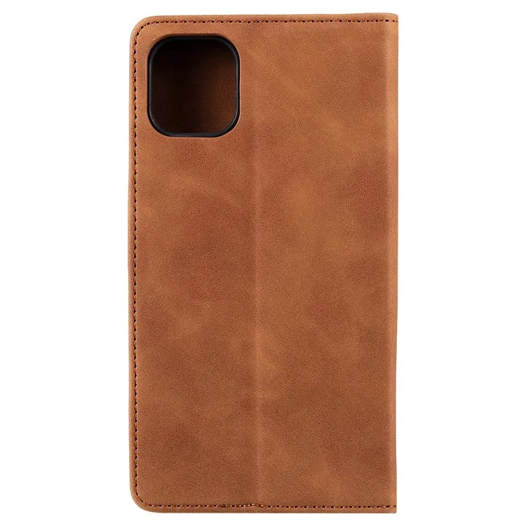 Serie 001 Serie Auto-absorbido de la Piel Touch de Cuero Funda Telefónica de Protección Completa Con Diseño de Stand Para Iphone 13 Pro 6.1 Pulgadas - Marrón