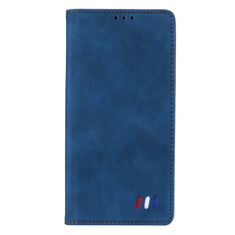 001 Series Auto-absorbed Skin-touch Feeling Leather Well-protected Wallet Phone Case for iPhone 13 6.1 inch - Blue