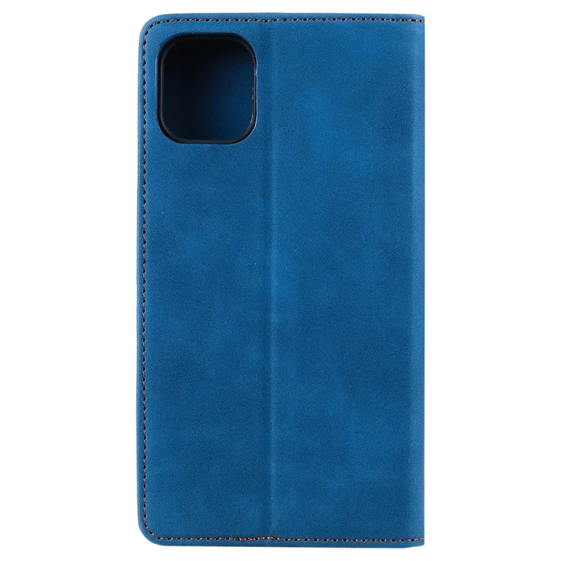 001 Series Auto-absorbed Skin-touch Feeling Leather Well-protected Wallet Phone Case for iPhone 13 6.1 inch - Blue