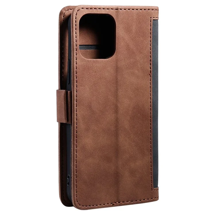 Estilo Retro Protección Completa Elevando La Caja Del Teléfono De Cuero Con Ranuras De Tarjetas Y Tragamonedas De Fotos Para IPhone 13 6.1 Pulgadas - Gris
