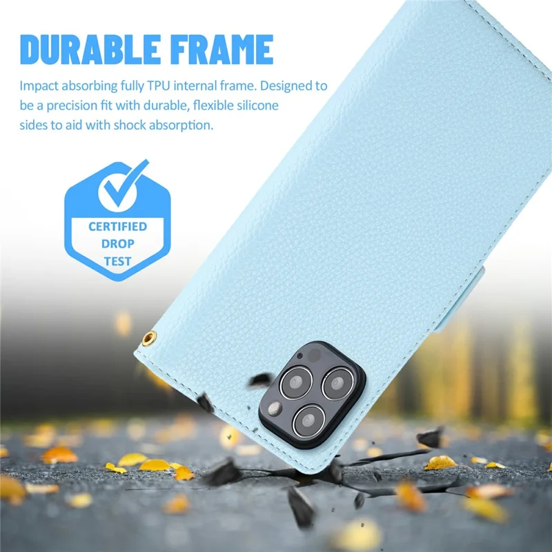 Litchi Texture Wallet Design Assorted Color Style Leather Wallet Case for iPhone 12 6.1 inch/12 Pro 6.1 inch - Blue