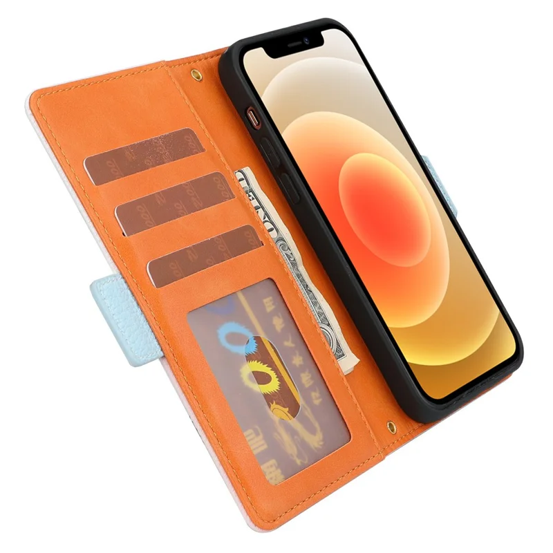 Litchi Texture Wallet Design Assorted Color Style Leather Wallet Case for iPhone 12 6.1 inch/12 Pro 6.1 inch - Blue