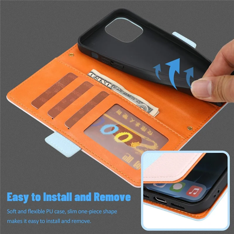 Litchi Texture Wallet Design Assorted Color Style Leather Wallet Case for iPhone 12 6.1 inch/12 Pro 6.1 inch - Blue