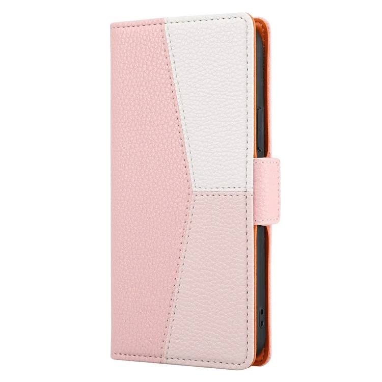Scratch-resistant Litchi Texture Wallet Design Assorted Color Style Leather Phone Case for iPhone 13 Pro 6.1 inch - Pink