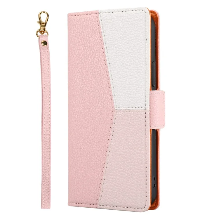 Scratch-resistant Litchi Texture Wallet Design Assorted Color Style Leather Phone Case for iPhone 13 Pro 6.1 inch - Pink
