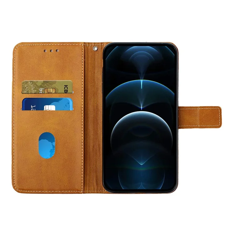 Full Body Protection Solid Color Wrist Strap Wallet PU Leather Phone Cover with Stand for Apple iPhone 13 mini 5.4 inch - Brown