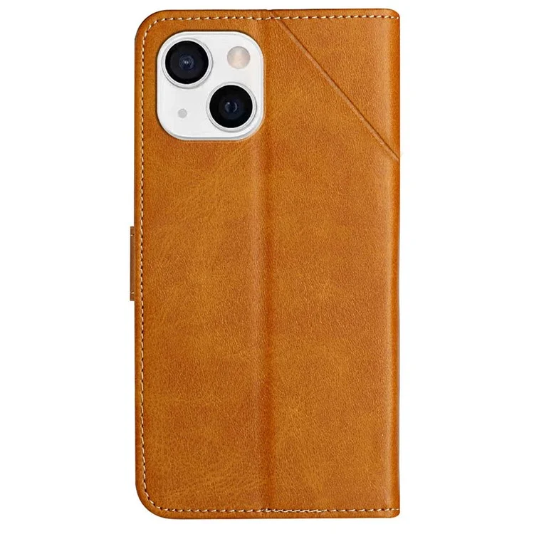 Full Body Protection Solid Color Wrist Strap Wallet PU Leather Phone Cover with Stand for Apple iPhone 13 mini 5.4 inch - Brown