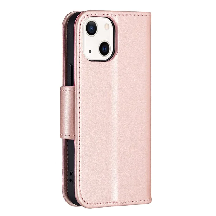 Impressum Schmetterling Magnetischer Verschluss Leder Stand Brieftasche Telefon Shell Case Mit Gurt Für IPhone 13 Mini 5,4 Zoll - Gold