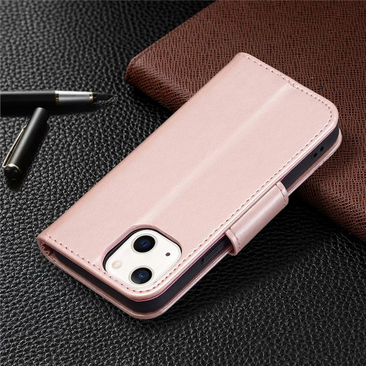 Impressum Schmetterling Magnetischer Verschluss Leder Stand Brieftasche Telefon Shell Case Mit Gurt Für IPhone 13 Mini 5,4 Zoll - Gold