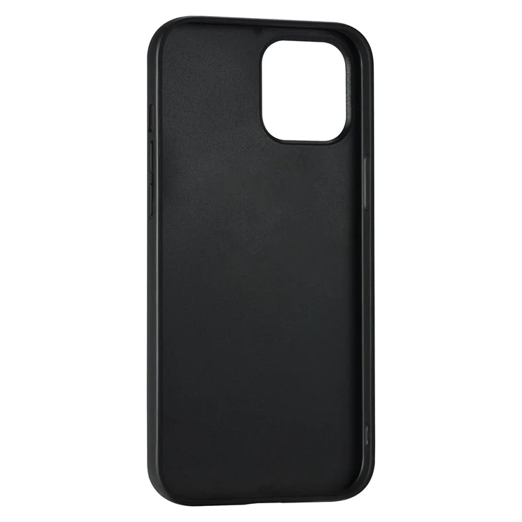 Premium PU Leather TPU Bumper PC Protection Case with Elastic Card Slot for iPhone 13 mini 5.4 inch - Dark Grey