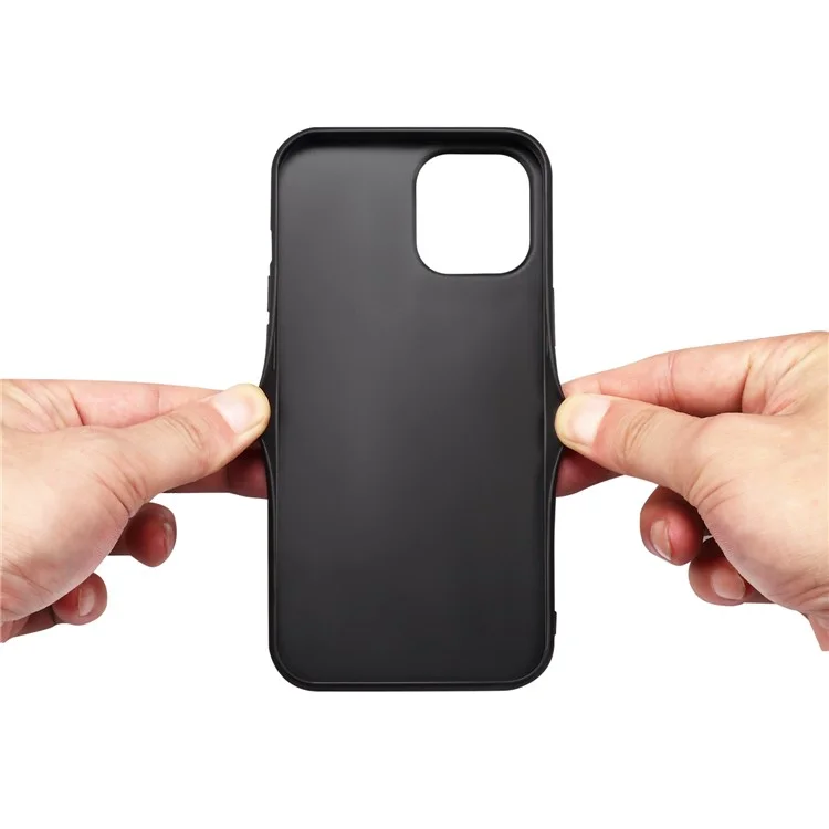 Premium PU Leather TPU Bumper PC Protection Case with Elastic Card Slot for iPhone 13 mini 5.4 inch - Dark Grey