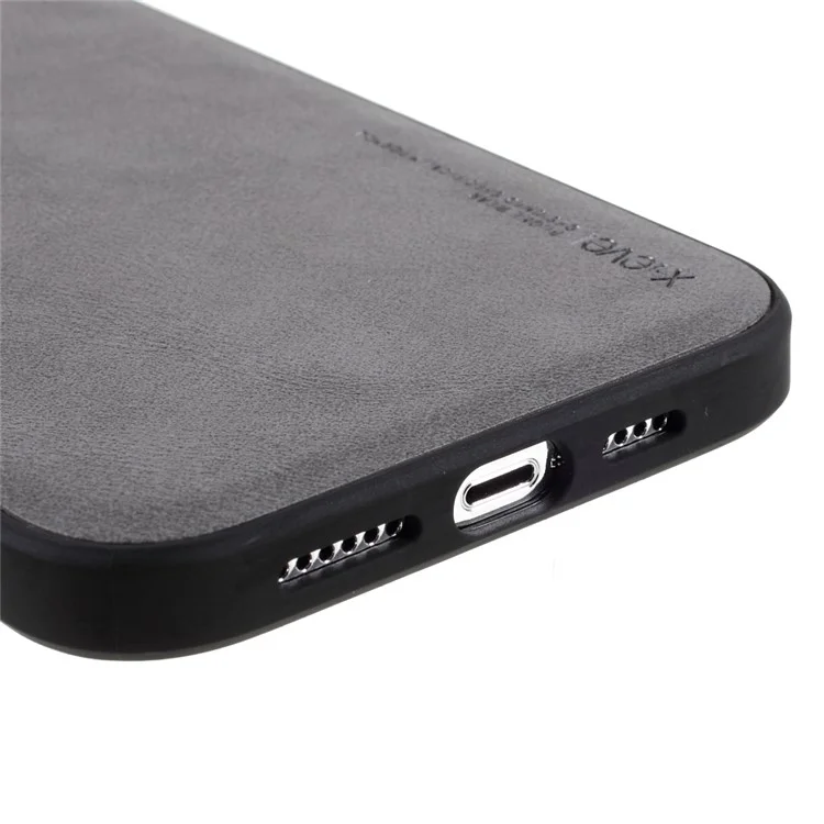X-LEVEL Vintage Style Shockproof PU Leather Back Soft TPU Edges Protective Case for iPhone 13 Pro Max 6.7 inch - Grey