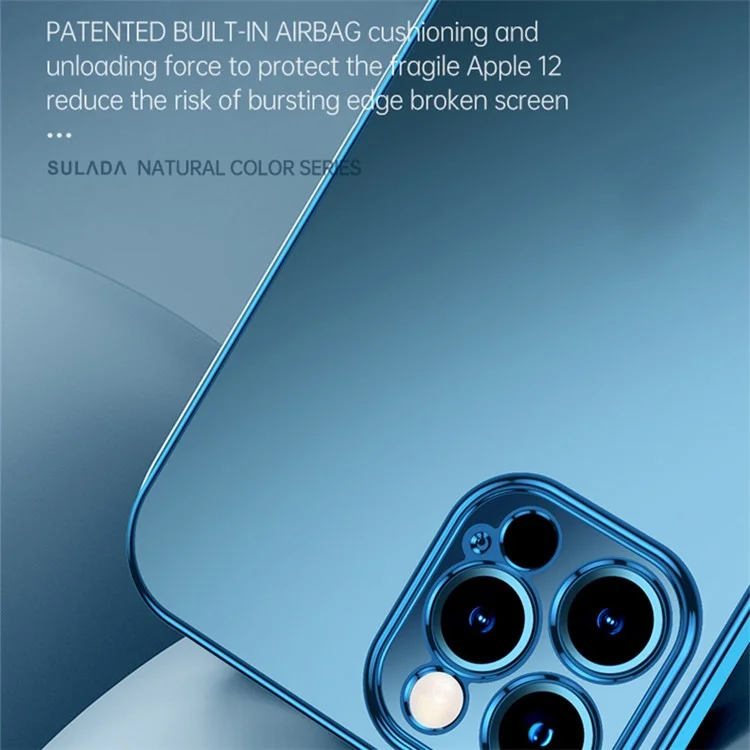 Sulada Natural Color Series Case TPU Para Iphone 13 Pro 6,1 Polegadas Eletroplating Cobertura de Proteção Móvel - Azul