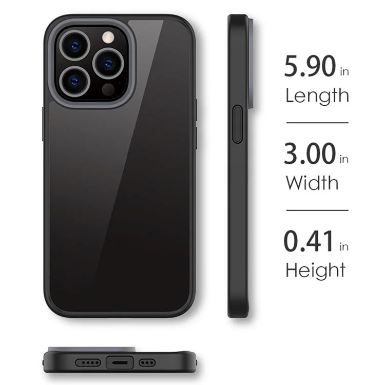 Scratch Resistant PC+TPU Hybrid Case Mobile Phone Back Cover Shell for iPhone 13 Pro Max 6.7 inch - Black