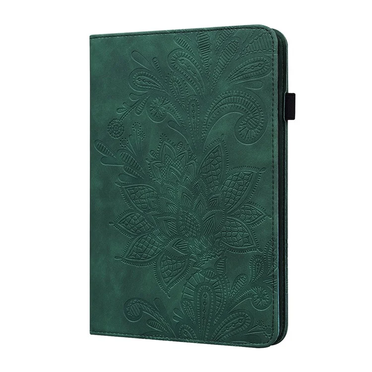 Full Protection Imprint Flower Pattern Skin Feeling Wallet PU Leather Tablet Case with Stand for Apple iPad Pro 11-inch (2021) - Green