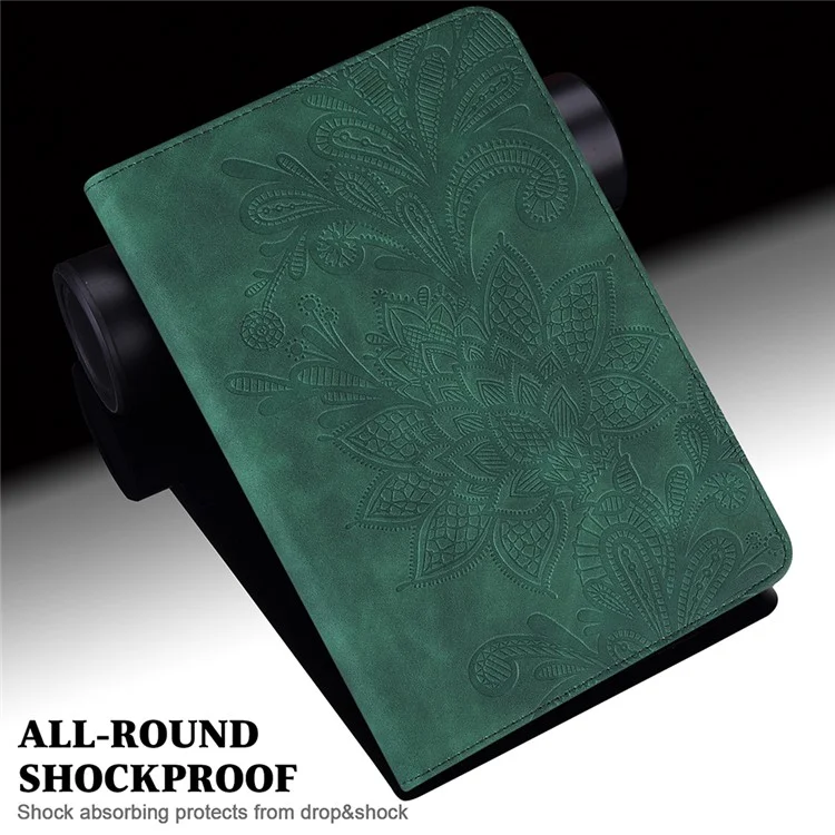 Full Protection Imprint Flower Pattern Skin Feeling Wallet PU Leather Tablet Case with Stand for Apple iPad Pro 11-inch (2021) - Green