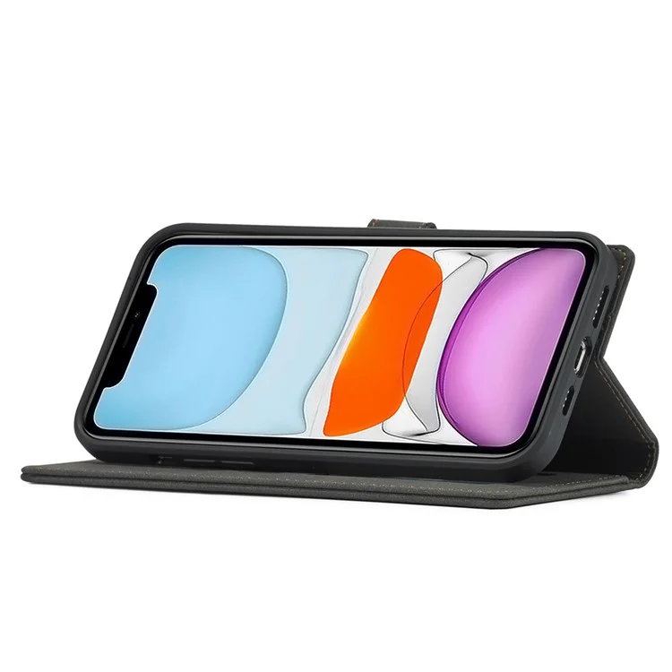 Forwenw F1 Série Fashion Style Résistant à la Peau en Cuir Étui en Cuir Pour Iphone 13 Pro 6,1 Pouces - le Noir